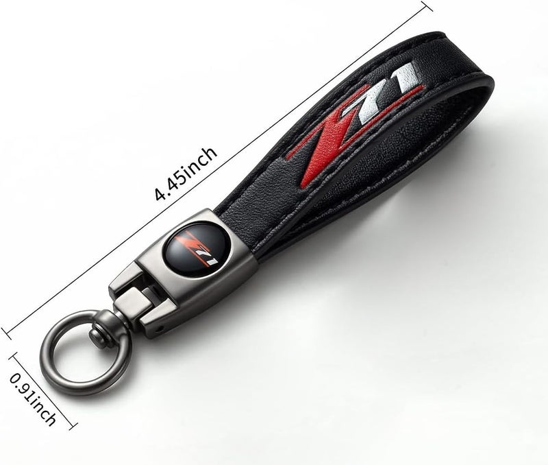 BFIVEANTE leather car keychain set for Chevrolet Z71 men and women family present keychain key ring lanyard accessories (black) - Image 2
